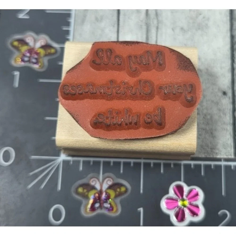Stampin' Up! May All Your Christmases Be White 2007 Rubber Stamp Wood #F40